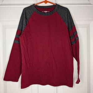 Urban Pipeline Boys Small Soft Ultimate Tee Gray Maroon Ringer Long Sleeve Shirt